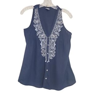 Converse One Star | Women's Navy Embroidered Tank (Size Small)